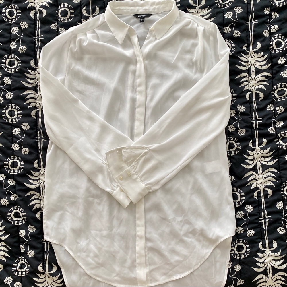 Express White Tunic Button Down